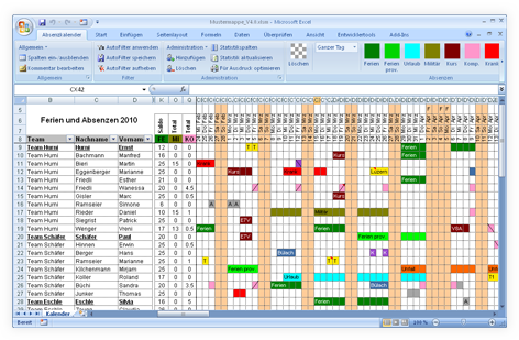 Download Excel Ferienkalender, Absenzkalender ...