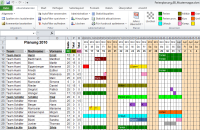 Ansicht in Excel 2010 (Typ B, 2 Zellen pro Tag)